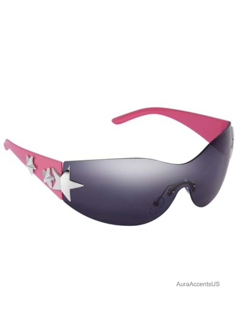 Rimless Y2K Wrap Around Sunglasses Oval Gradient Shield Shades